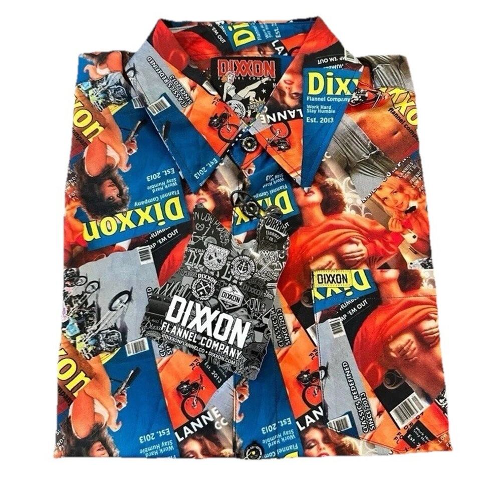 NEW Dixxon Flannel Co Mens The Articles Party Nudie Pin Up Shirt Size 2XL